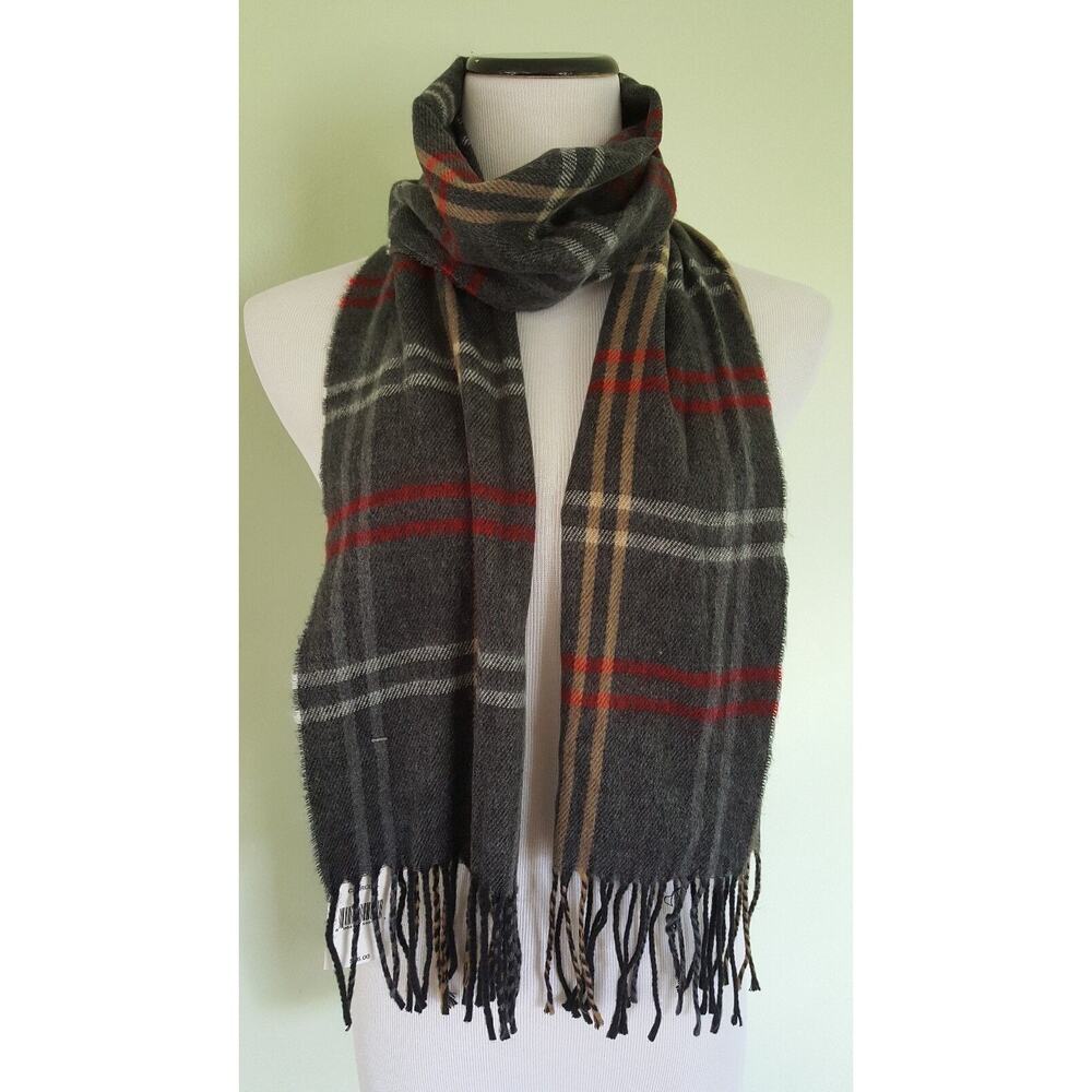 Cejon charcoal grid plaid scarf made in Italy